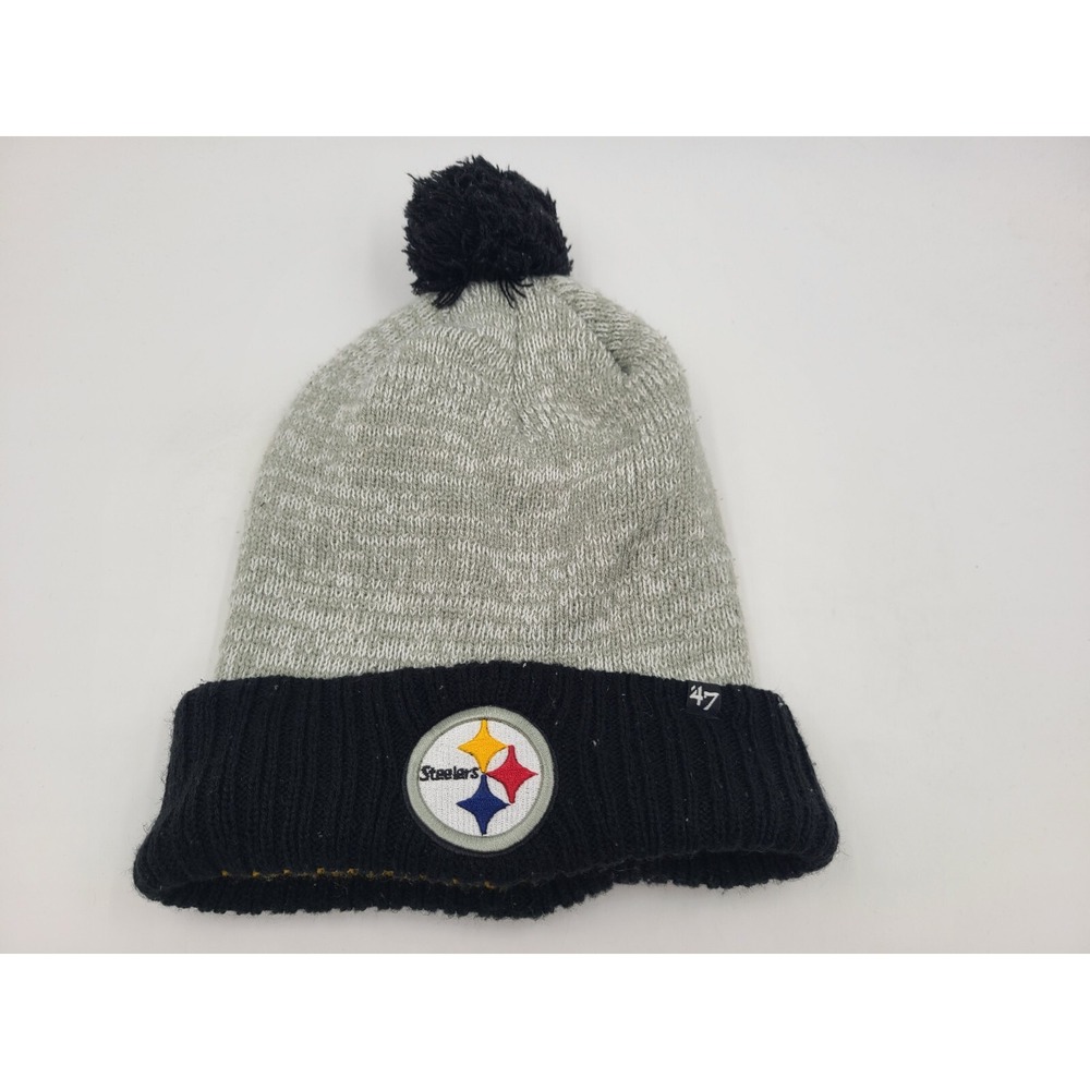 Pittsburgh Steelers 47 Brand Beanie Winter Knit Hat Stocking Cap NFL Gray Black